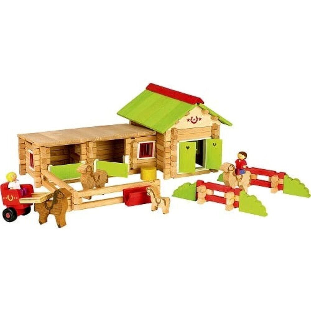 NWT Jeujura Wooden Building Set Equestrian Centre